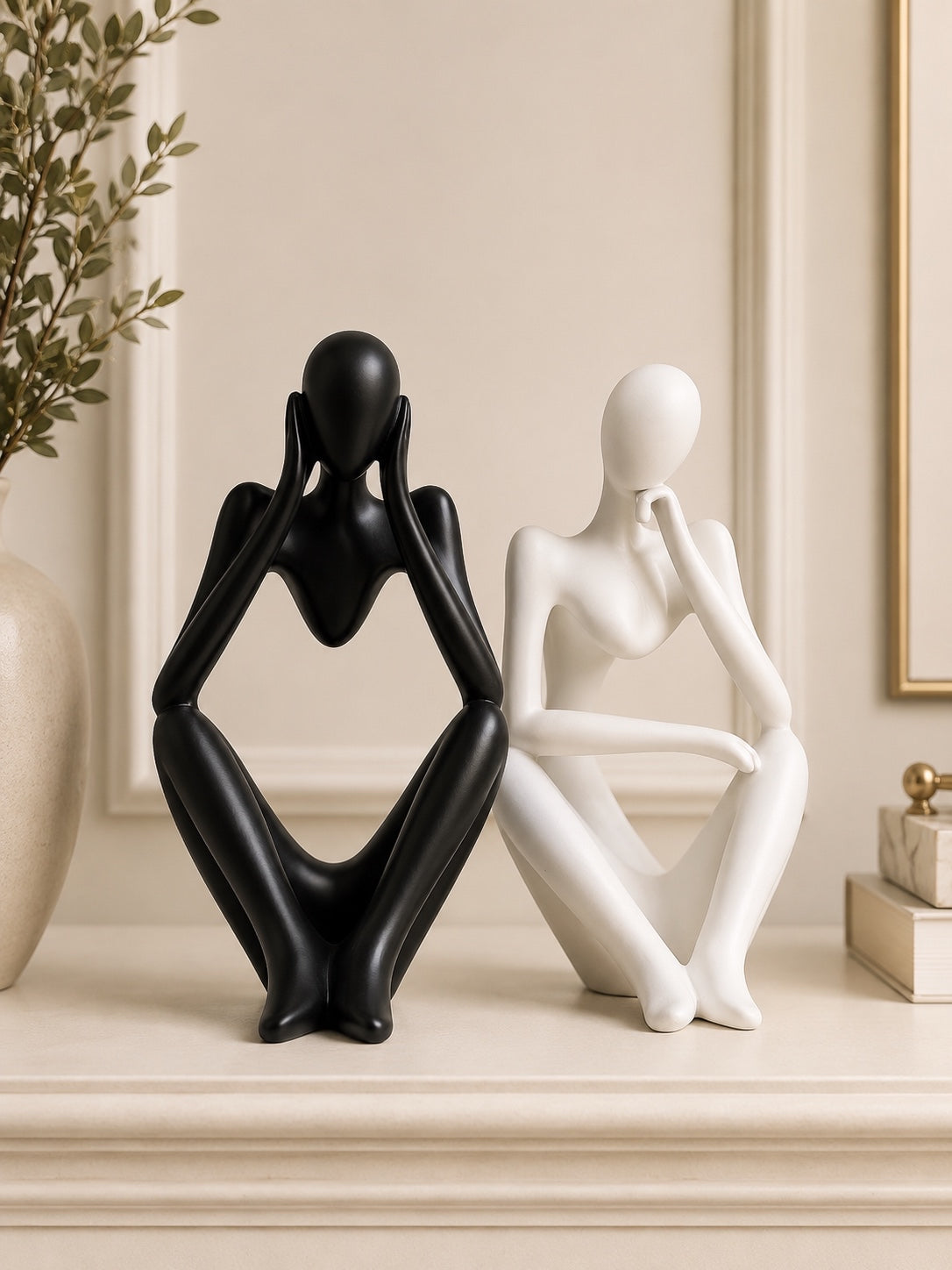 Abstract Thinker Couple Sculpture Set of 2