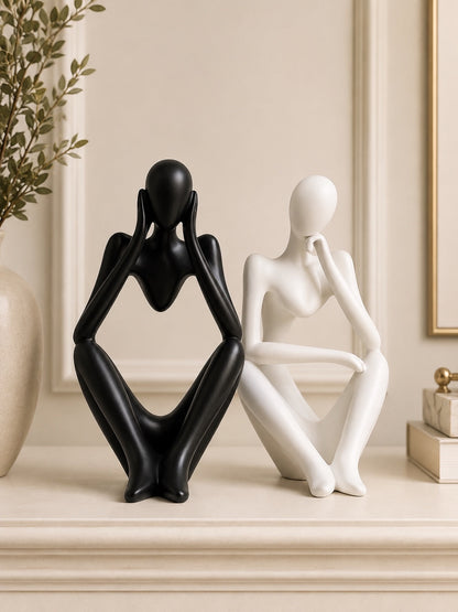 Abstract Thinker Couple Sculpture Set of 2