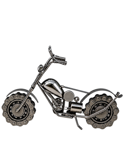 Vintage Silver Metal Motorcycle Showpiece