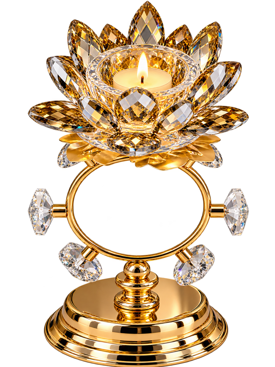 Luxury Gold Crystal Lotus Candle Holder