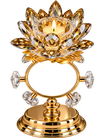Luxury Gold Crystal Lotus Candle Holder