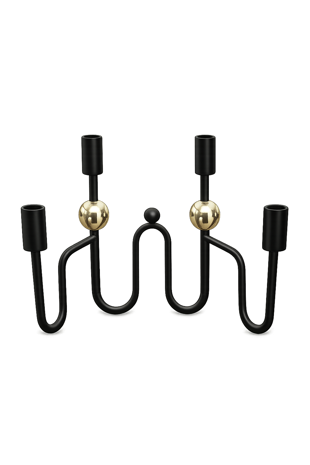 Modern Black 4-Arm Candelabra