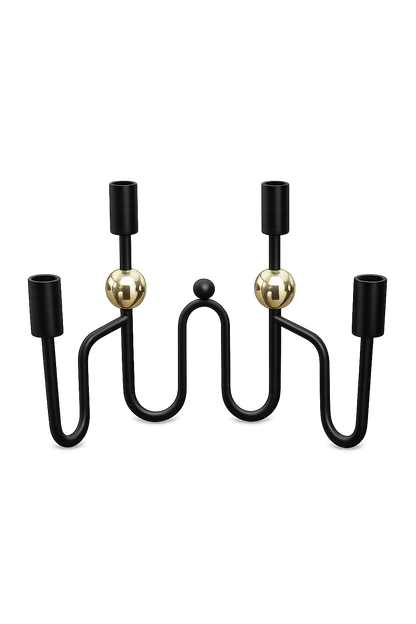 Modern Black 4-Arm Candelabra