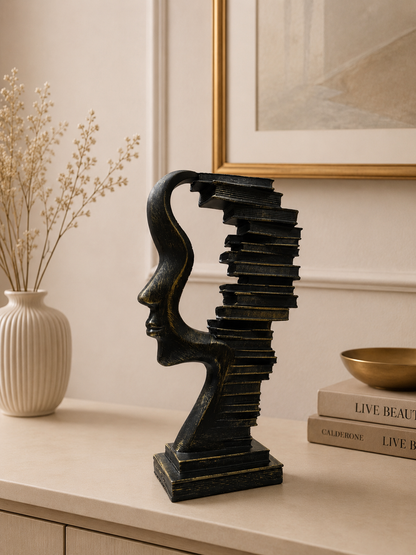 Abstract Face Books Sculpture