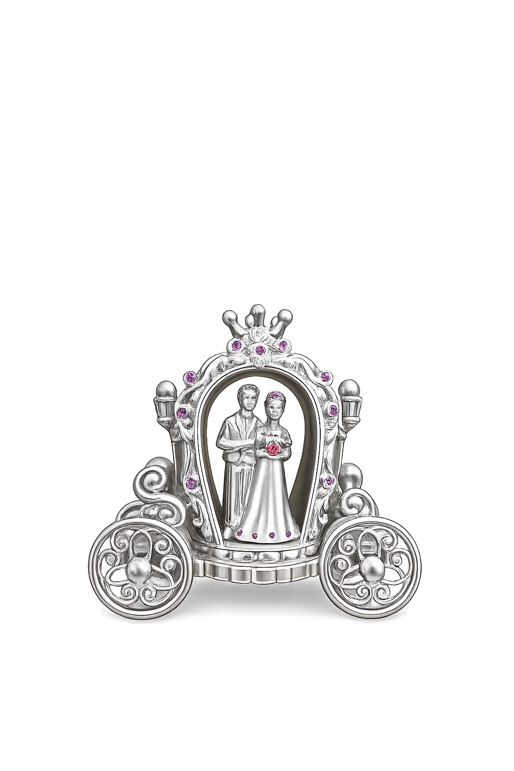 Luxury Silver Cinderella Carriage Couple Showpiece