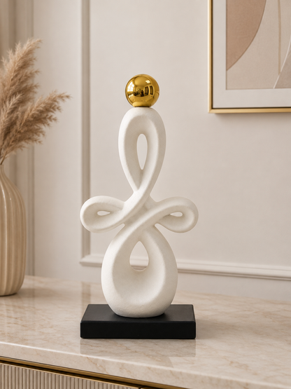 Modern Abstract Figure Sculpture with Gold Sphere