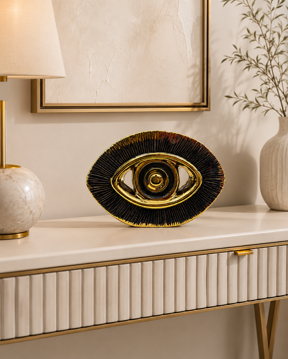 Modern Black & Gold Ceramic Decorative Accent