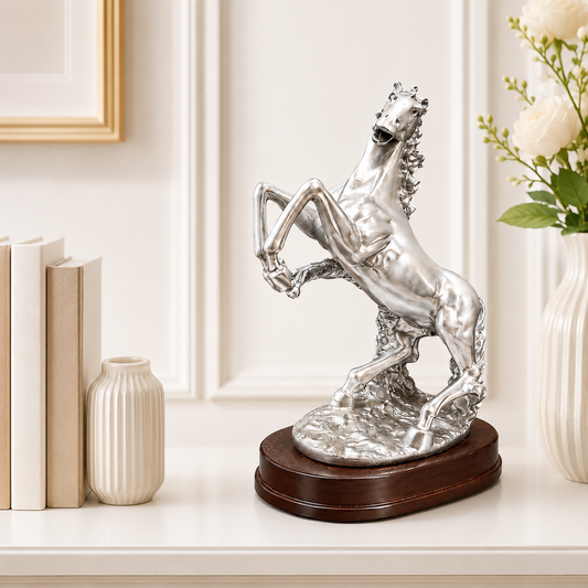 Majestic Silver Horse Sculpture