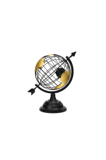 Luxury Black & Gold Metal Globe Decor