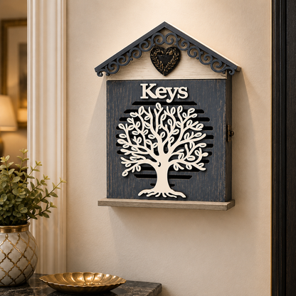 Wooden Wall Mounted Key Holder Cabinet