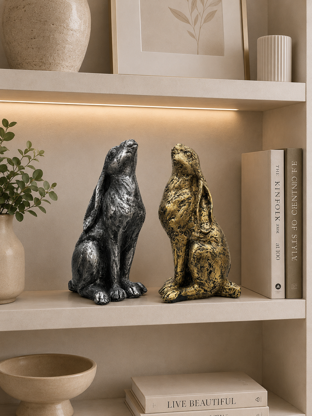 Rustic Rabbit Figurine Set of 2