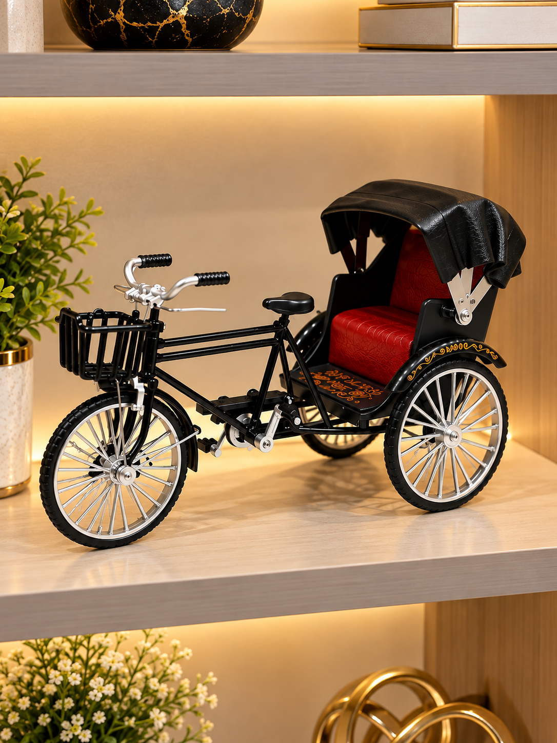 Luxury Vintage Metal Rickshaw Showpiece