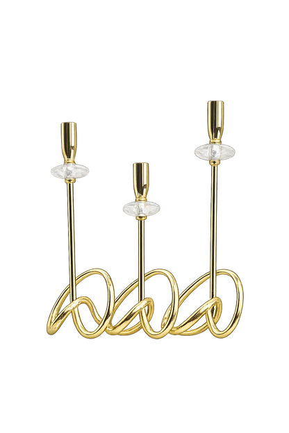 Luxury Gold Spiral Taper Candle Holder Set of 3