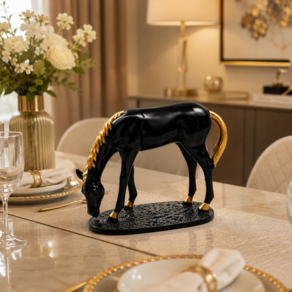 Elegant Grazing Horse Statue