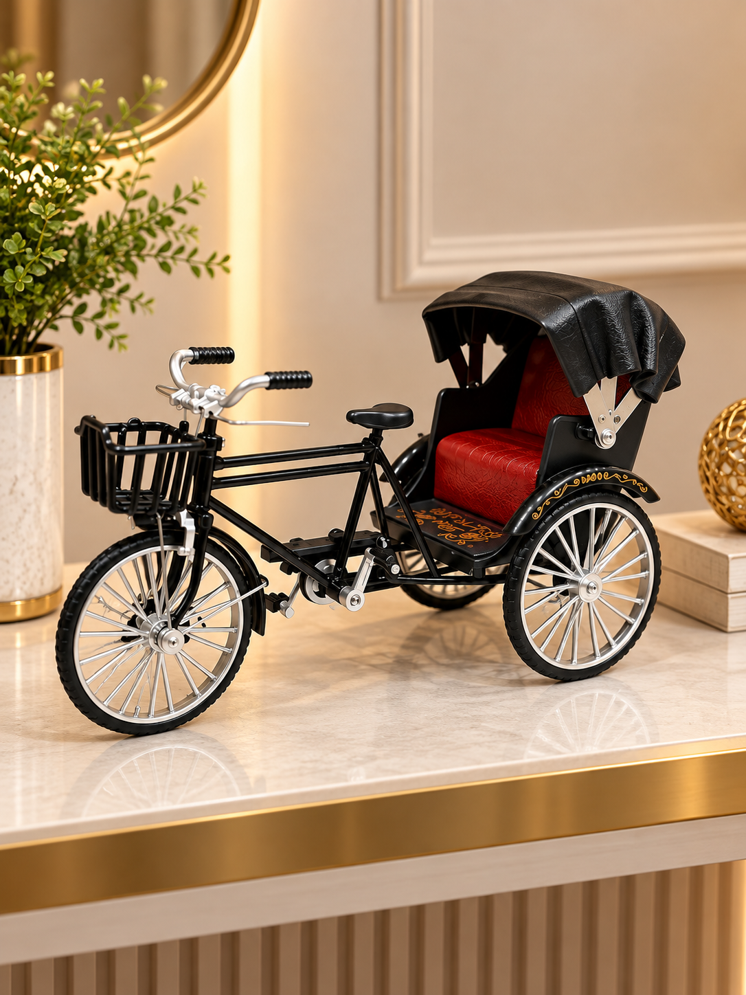 Luxury Vintage Metal Rickshaw Showpiece