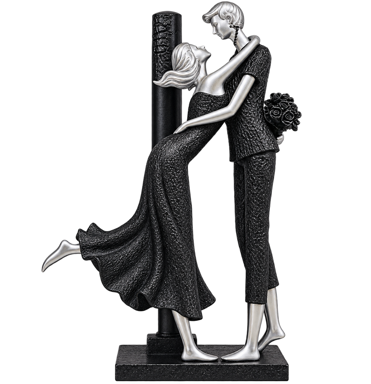 Elegant Romantic Couple Embrace Sculpture