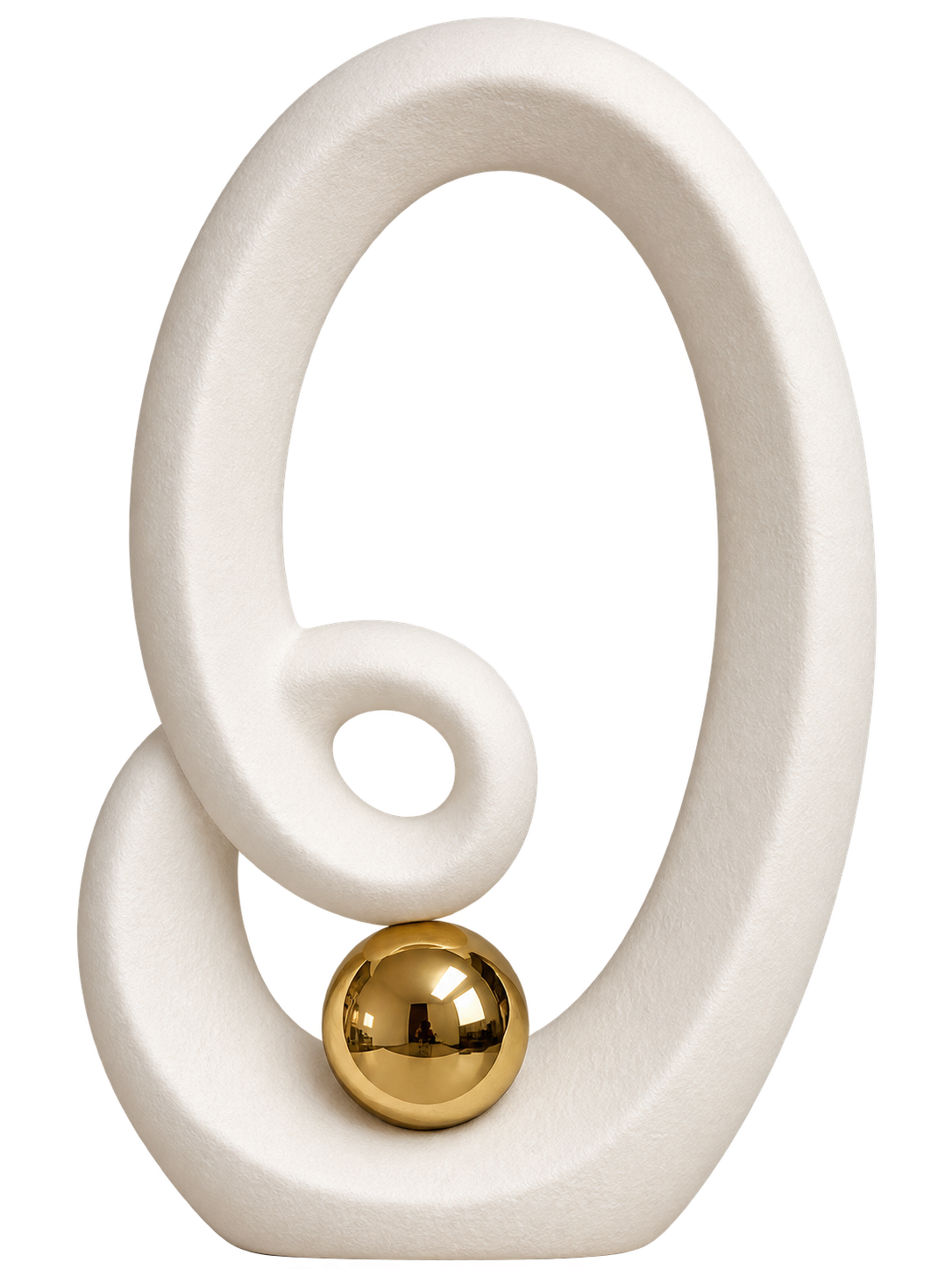 Modern Abstract Loop Sculpture with Gold Sphere
