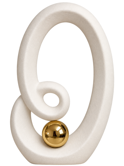 Modern Abstract Loop Sculpture with Gold Sphere