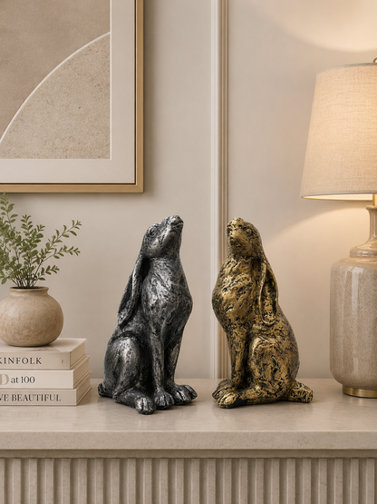 Rustic Rabbit Figurine Set of 2