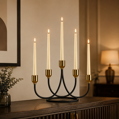 Luxury 5-Arm Metal Candle Stand