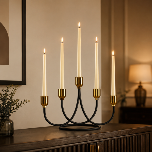 Luxury 5-Arm Metal Candle Stand