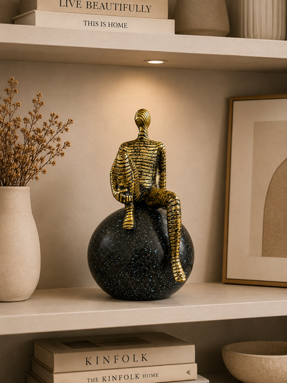 Abstract Thinker Sculpture on Sphere