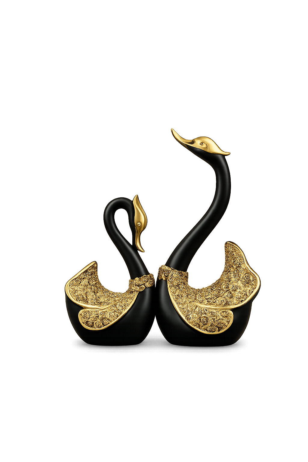 Luxury Black & Gold Swan Sculpture Set of 2