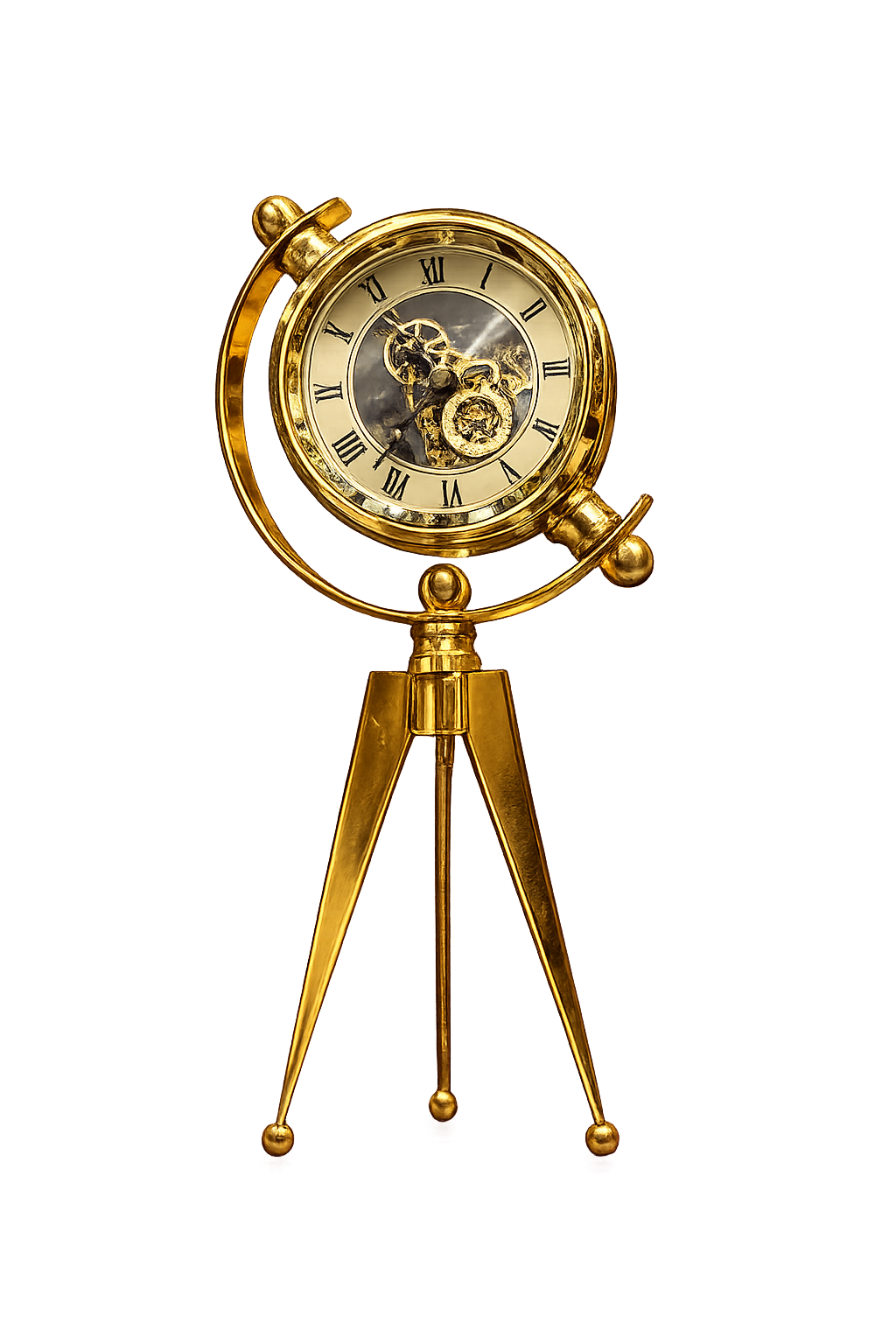 Luxury Vintage Gold Tripod Table Clock