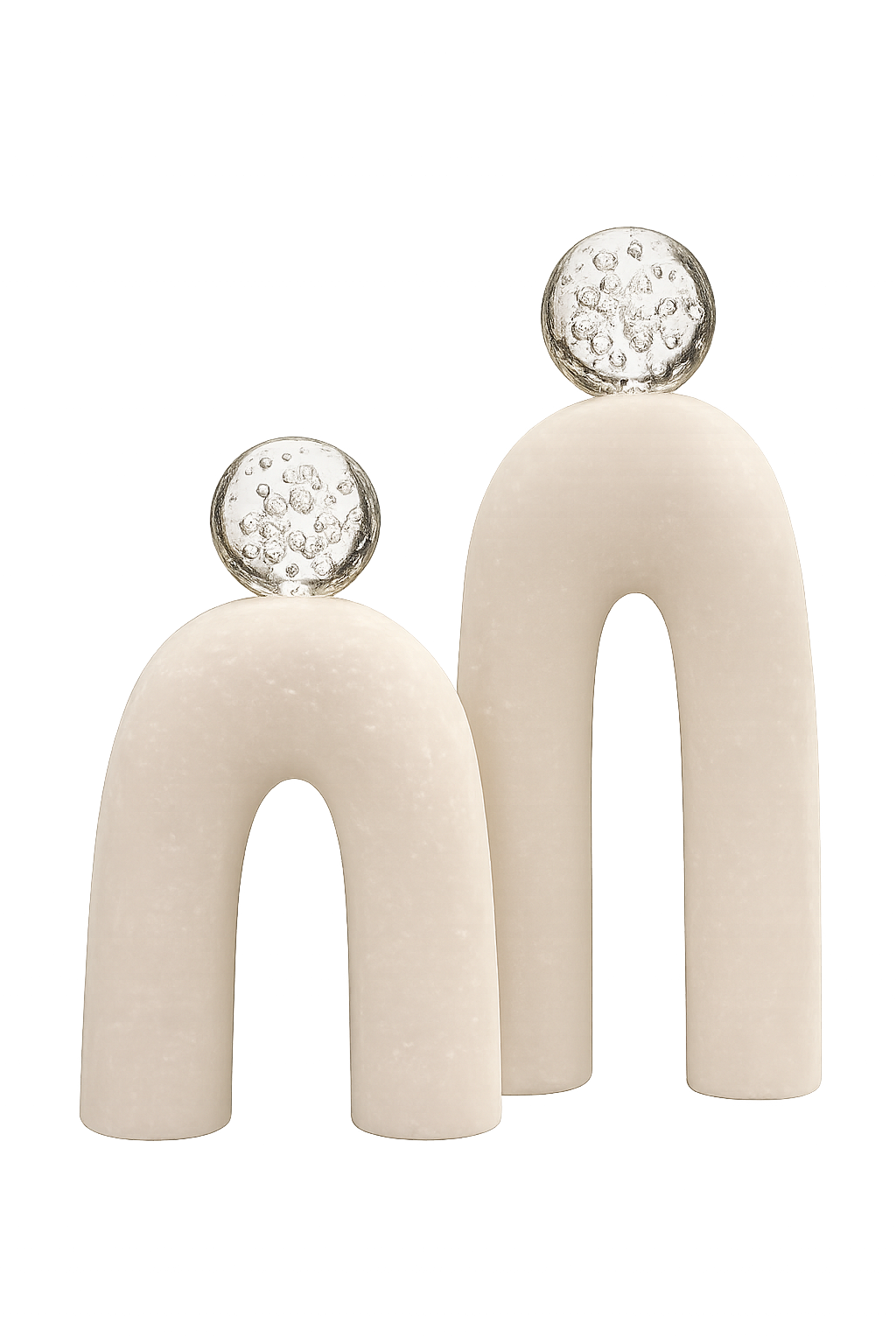 Modern Arch Sculpture Set of 2 with Crystal-Effect Spheres