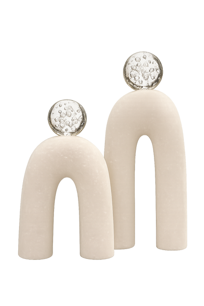 Modern Arch Sculpture Set of 2 with Crystal-Effect Spheres