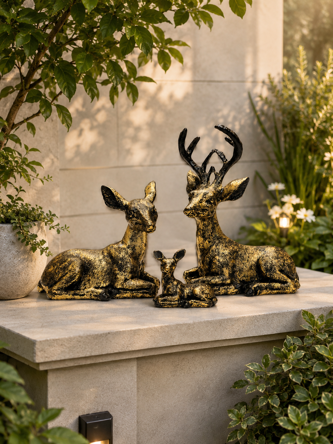 Luxury Deer Family Sculpture Set of 3