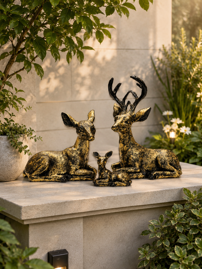 Luxury Deer Family Sculpture Set of 3