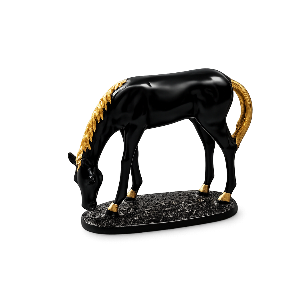 Elegant Grazing Horse Statue