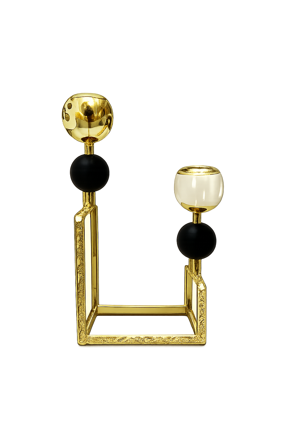 Luxury Gold Dual Taper Candle Holder with Black Accents