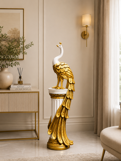 Luxury Peacock Floor Sculpture