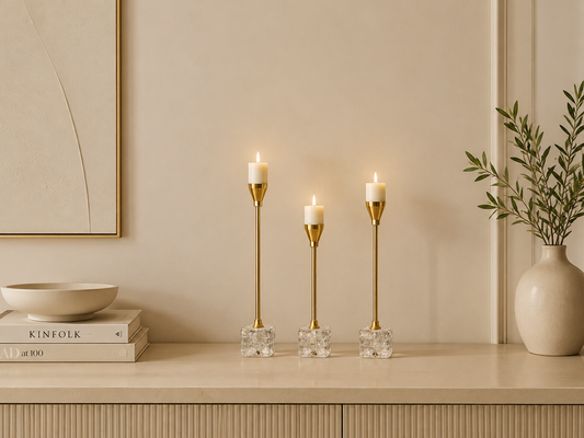 Luxury Gold Crystal Candle Holder Set of 3