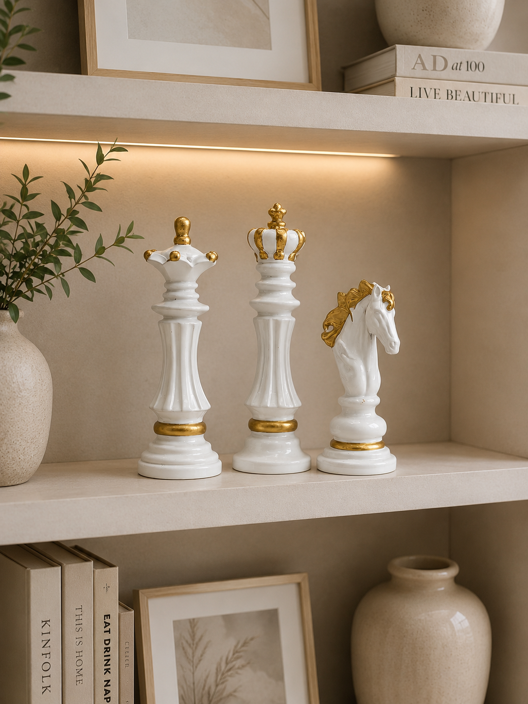 Luxury Chess Piece Figurine Set of 3
