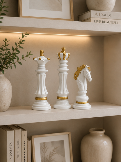 Luxury Chess Piece Figurine Set of 3