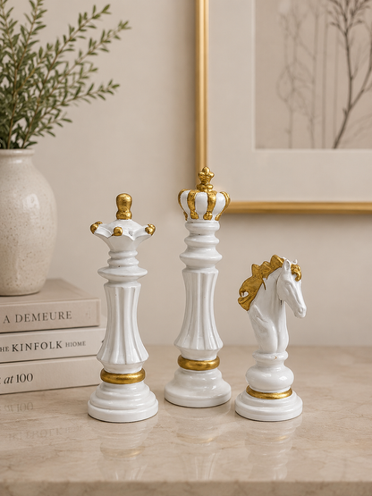Luxury Chess Piece Figurine Set of 3