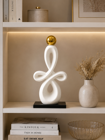 Modern Abstract Figure Sculpture with Gold Sphere