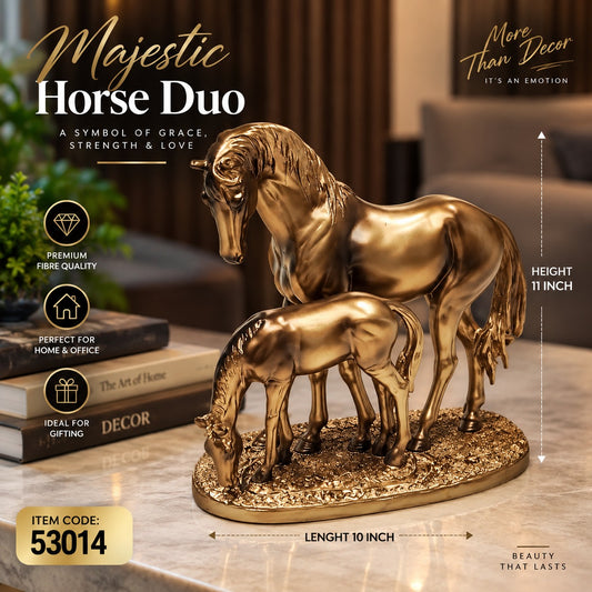 Elitezza Majestic Horse Duo™ – Luxury Golden Horse Family Sculpture