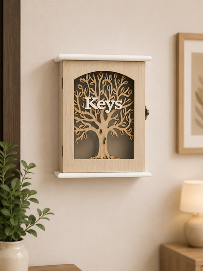 Wooden Wall-Mounted Key Holder Cabinet