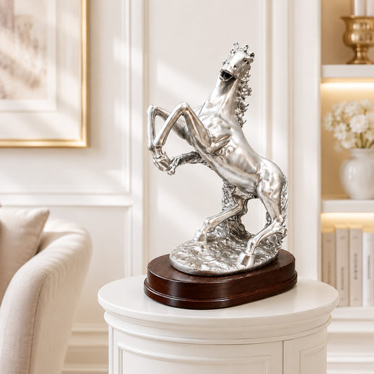 Majestic Silver Horse Sculpture