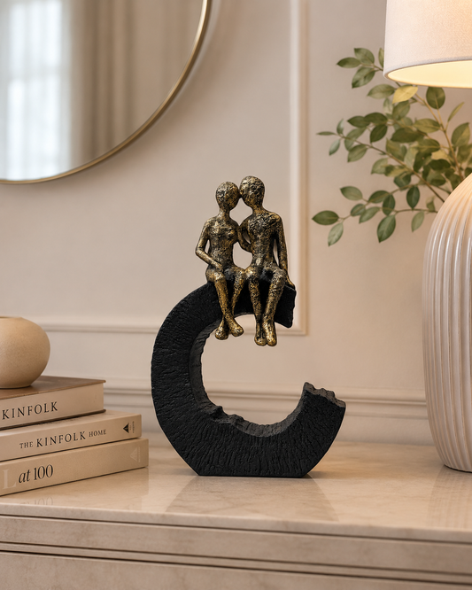 Abstract Couple Sculpture on Crescent Base
