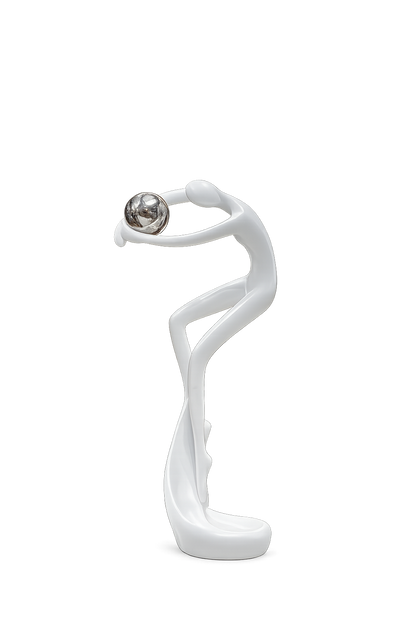 Modern Abstract Man Sculpture with Metal Ball