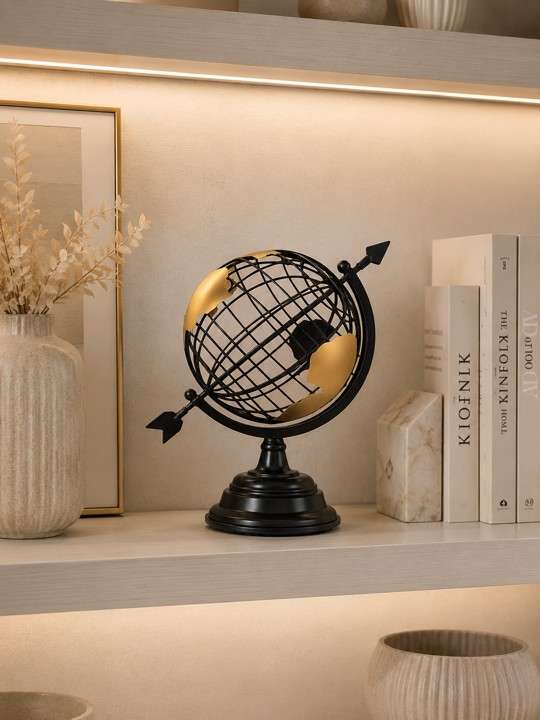 Luxury Black & Gold Metal Globe Decor
