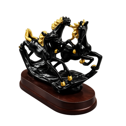 Majestic Three Running Horses Statue