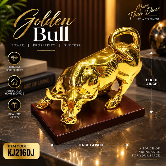 Elitezza Golden Bull™ – Premium Gold Bull Luxury Decor Sculpture