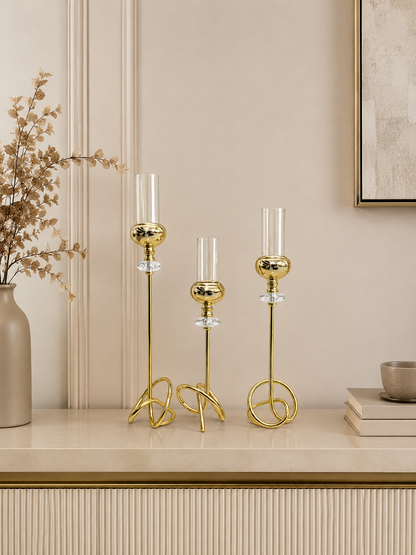 Luxury Gold Metal Candle Holder Set of 3