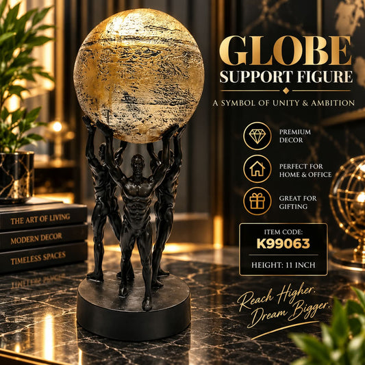 Globe Support Figurine – Premium Gold & Black Unity Sculpture